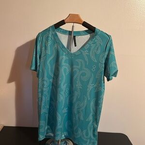 Boot stitch teal shirt